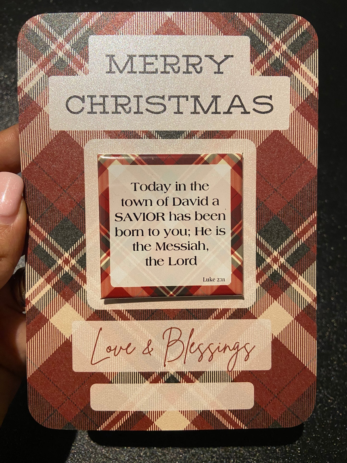 🎄Christmas Card with Magnet | Scripture or Custom Photo (5 designs) - Faithful Plaid