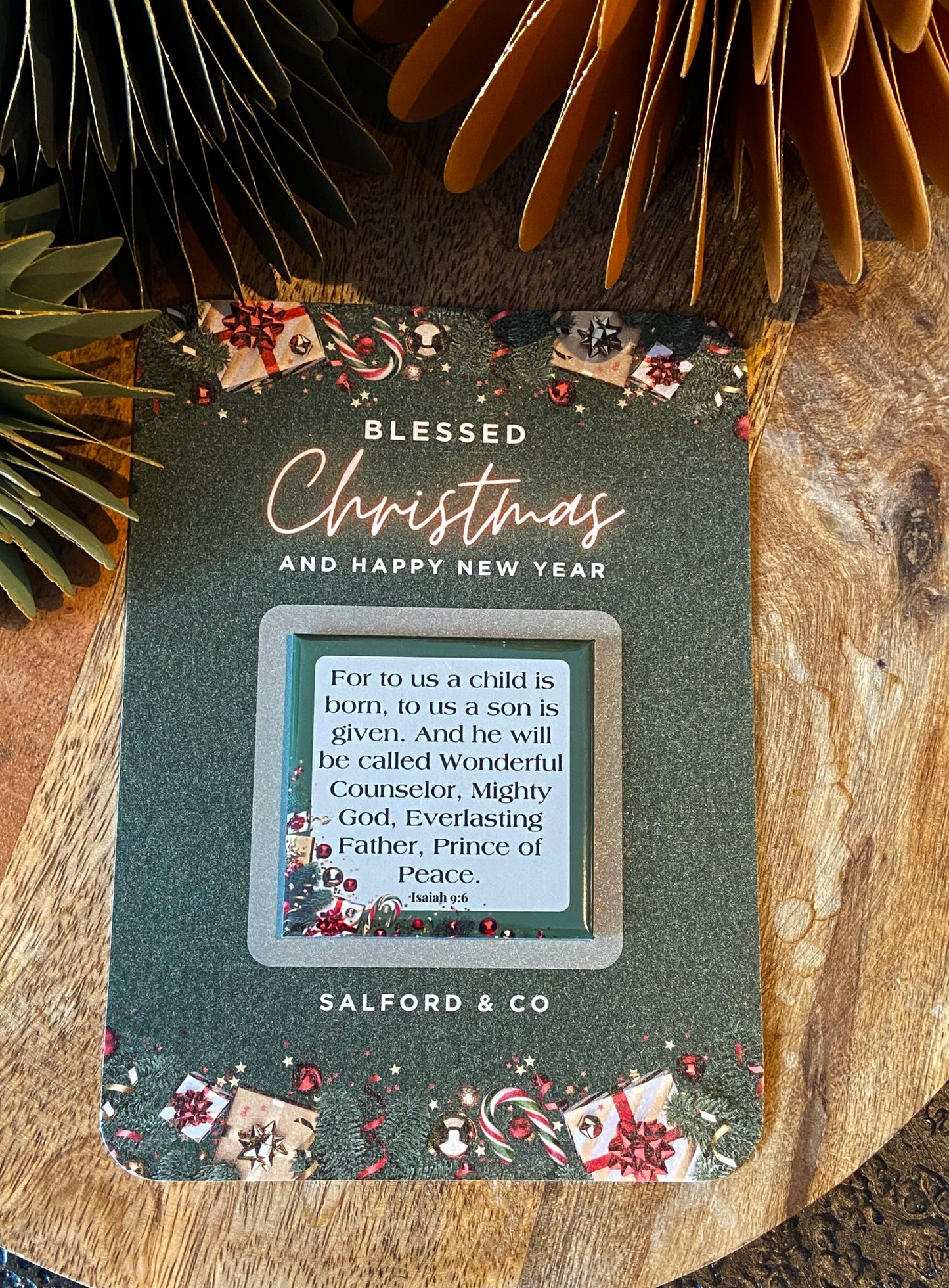 🎄Corporate Christmas Card with Scripture Magnet - Customizable (3 variants)