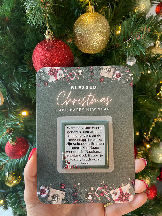 🎄Christmas Card with Magnet | Scripture or Custom Photo - Everlasting Joy (Green)