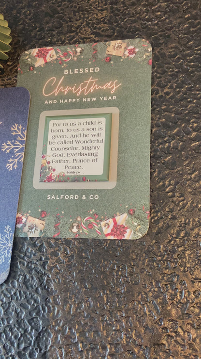 🎄Corporate Christmas Card with Scripture Magnet - Customizable (3 variants)